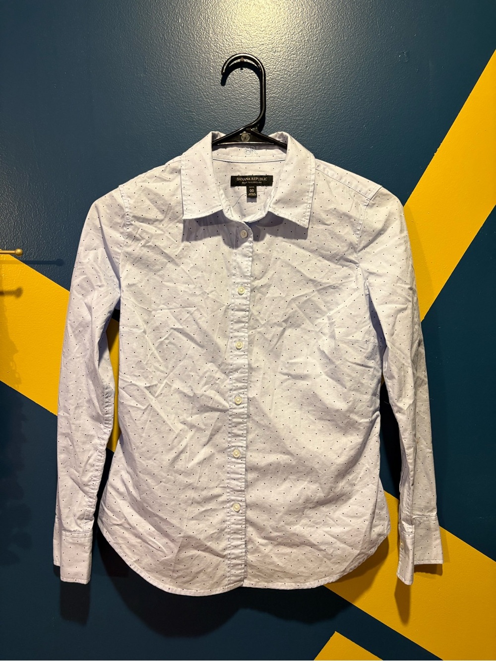 Banana Republic Light Blue & Navy Dot Long Sleeve Button Down Shirt NWOT